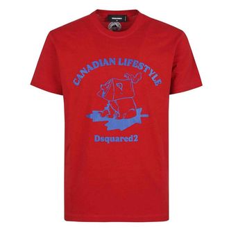 Dsquared2 Canadian Lifestyle Bear Design Rood T-shirt