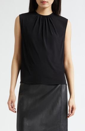 Vince Gathered Jewel Neck Top in Black at Nordstrom, Size Xx-Small