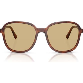 Miu Miu 58mm Polarized Pillow Sunglasses in Striped Tobacco /Yellow at Nordstrom