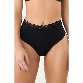 Boamar Patma Lace High Waist Swim Bottoms in Black at Nordstrom, Size Small