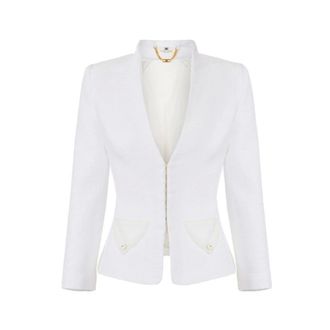 Elisabetta Franchi Blazers, female, White, Size: XS Tweed Jacket