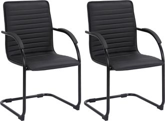 Clp Clp - Lote De 2 Sillas De Visita Tira Imitaci&oacute;n Cuero Negro/negro