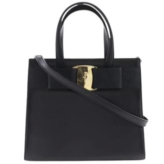 Ferragamo Pre-owned Handbags, female, Black, Size: ONE SIZE Pre-owned Leather Handbag