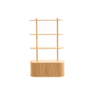 Miliboo Librer&iacute;a De Pared De Roble Claro Con Almacenaje Y 2 Puertas Correderas 90 Cm Epic