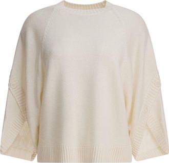 Max Mara Wool And Cashmere Over Sweater Knitwear Bianco-Donna