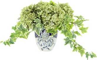 Creative Displays Inc. Handmade Faux Variegated Ivy & Hydrangea In Decorative Vase