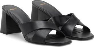 Mango Block Heel Sandal in Black at Nordstrom, Size 6.5Us