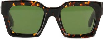 Off-white tortoiseshell geometric-frame sunglasses - Black