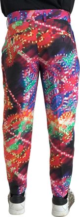 Dolce & Gabbana Mens Multicolor Printed Linen Chinos