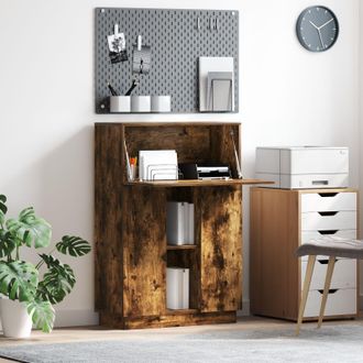 Berkfield Home Smoked Oak Writing Desk Smoked oak Engineered wood Standard in Brown
