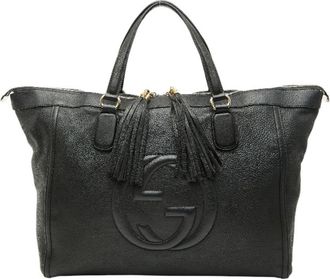 Gucci Black Leather Tote Bag (Pre-Owned)