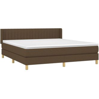vidaXL Vidaxl - Cama Box Spring Con Colch&oacute;n Tela Marr&oacute;n Oscuro 180x200 Cm