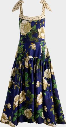 Alice & Olivia Rosalee Tie-Strap Maxi Dress