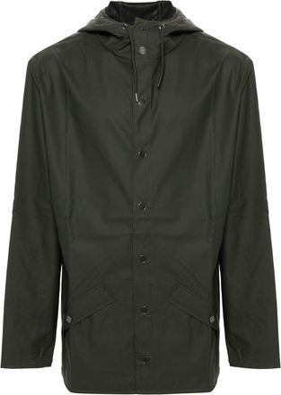 Rains drawstring-hood buttoned rain jacket - unisex - Polyester/Polyurethane - L - Black