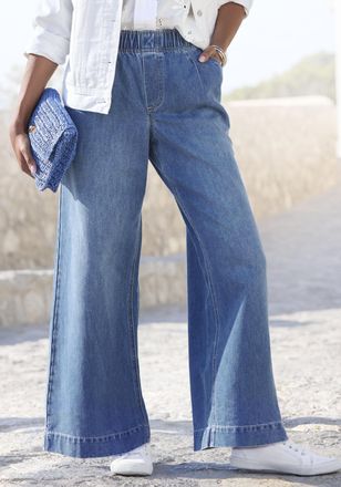 Buffalo Schlupfhose BUFFALO, Damen, Gr. 34, N-Gr, blau, Web, Obermaterial: 63% Baumwolle, 29% Lyocell, 8% Polyester, unifarben, figurumspielend lang, Hosen Sc