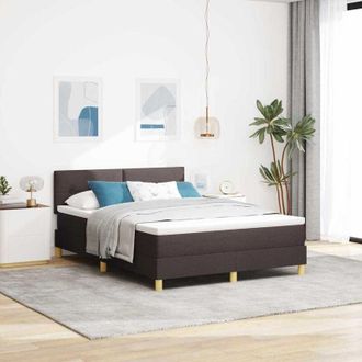 vidaXL Cama Tipo Box Spring Marr&oacute;n Oscuro 140 X 190 Cm Tela Vidaxl