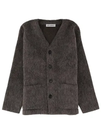 Our Legacy Button-Down Cardigan With Deep V-Neck And Plush Texture