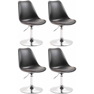 Clp Clp - Set De 4 Sillas De Comedor Maverick Con Pie De Trompeta Negro Cromado