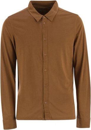 Majestic Filatures Lange Mouwen Shirt - Heren - Casual Overhemden - Bruin - L - Katoen - Overhemden