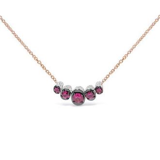 House of Brilliance 18K Gold 3/4 Cttw Diamonds and Ruby Curved Bar Choker Necklace in Pink at Nordstrom