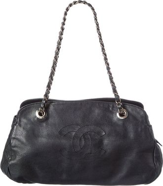 Chanel Black Calfskin Leather Cc Tote (Authentic Pre-Loved)