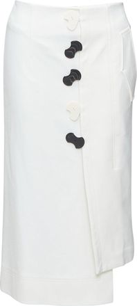Tibi white structural buttons asymmetric darted pencil skirt US0 XS