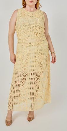 endless rose Textured Sleeveless Maxi Dress in Lemon Sorbet at Nordstrom, Size 3X