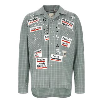 Miharayasuhiro Patterned Checked Cotton Shirt - male - MIHARA YASUHIRO - Casual Shirts - Blue - M - Shirts