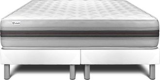 VITALIT Vitalit - Base Tapizada Blanco + Colch&oacute;n Con Espuma Viscoel&aacute;stica 2x100x200