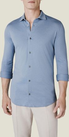 Luca Faloni Light Blue Silk-Cotton Como Shirt