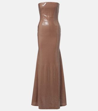 Alex Perry Sequined strapless gown