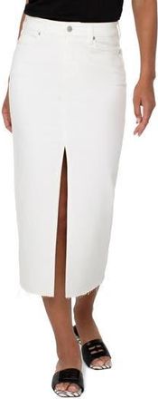 Liverpool L.A. Raw Hem Denim Maxi Skirt in Bone White at Nordstrom Rack, Size 16 (Similar To 16W-18W)