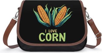 Generic I Love Corn Crossbody Bag Womens Handbag PU Message Bags Shoulder Purse with Adjustable Strap
