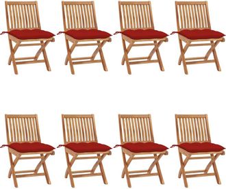 vidaXL Sillas De Jard&iacute;n Plegables 8 Uds Madera Maciza Teca Con Cojines Vidaxl