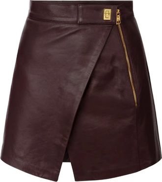 Elisabetta Franchi Minigonna asimmetrica in pelle - Marrone