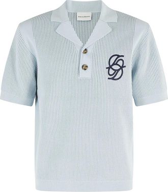 Dr&ocirc;le de Monsieur Tops, Heren, Blauw, XL, Katoen, Monogram Gebreide Polo