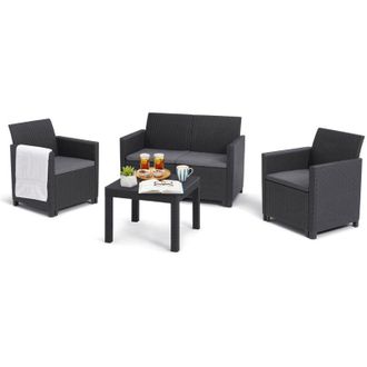 Dmora Set salotto da esterno Guarano, Salottino outdoor, Set da balcone o giardino, Composizione soggiorno per esterni, 113x65 h74 cm, Antracite - Dmora