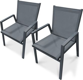 DCB Garden Conjunto de 2 sillones de jardín apilables de aluminio