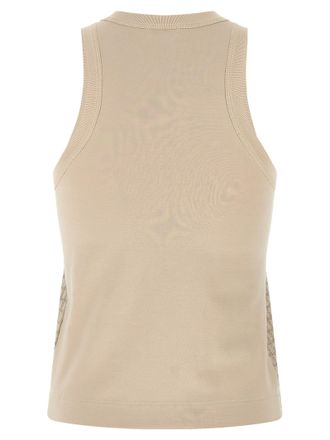 Brunello Cucinelli Womens Beige Cotton Tank Tops