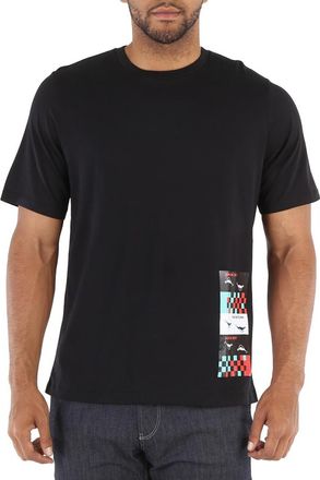 Roberto Cavalli Mens Black Time Ravers Graphic T-shirt, Size X-Large