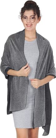 World of Shawls Wedding Wrap Stole Shawl Evening, Bridesmaid, Parties, Prom Scarf (Metallic Grey)