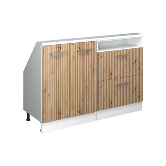 Vicco Armario De Cocina Para Techo Inclinado R-line, Roble Artesanal/blanco, 120 Cm Lote De 2, Vicco