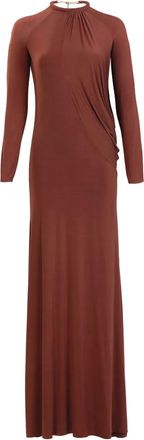 Silvia Tcherassi Lais draped long-sleeve maxi dress - women - Viscose/Elastane - S - Brown