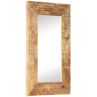 vidaXL Espejo Tallado A Mano Madera Maciza De Mango 80x50x2,5 Cm Vidaxl