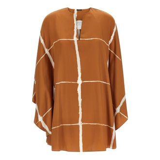 Kiton Silk Satin Blouse - female - Kiton - Blouses - Brown - L - Blouses & Shirts