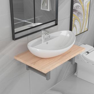 vidaXL Conjunto De Muebles De Ba&ntilde;o 2 Piezas Cer&aacute;mica Roble Vidaxl