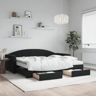 vidaXL Furniture Limited - Sof&aacute; Cama Nido Con Cajones Terciopelo Negro