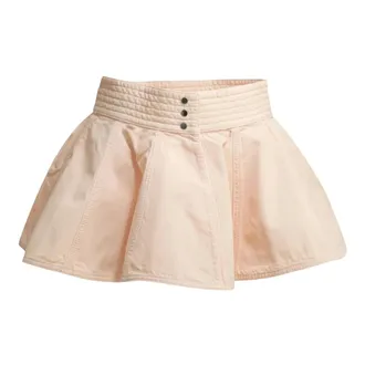 Alaia Rokken, Dames, Roze, S, Denim, Denim Peplum Riem