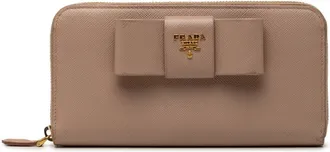 Prada Beige Leather Long Wallet (Bi-Fold) (Pre-Owned)