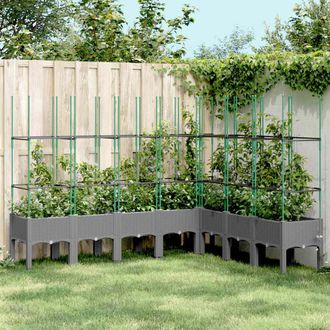 vidaXL Jardinera Con Enrejado Pp Gris Claro 200x160x142,5 Cm Vidaxl